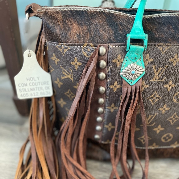 Leather handbag Holy Cow Couture Fringe Cowhide purse LV Vuitton handmade HCC - Picture 2 of 10